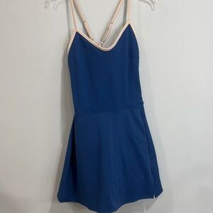 JoyLab Blue Dress with Cream Straps